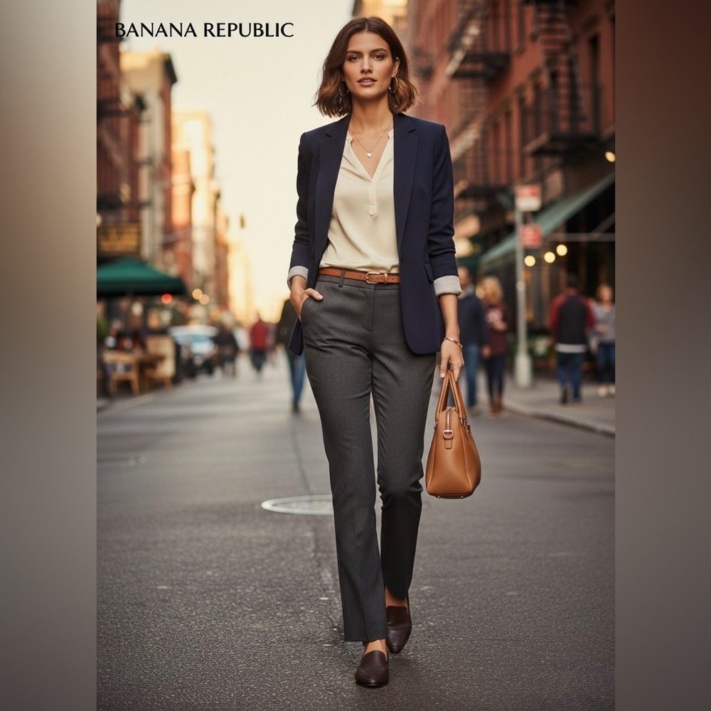 NWT Banana Republic Women's Charcoal Martin Fit Straight Leg Pants Size 4P